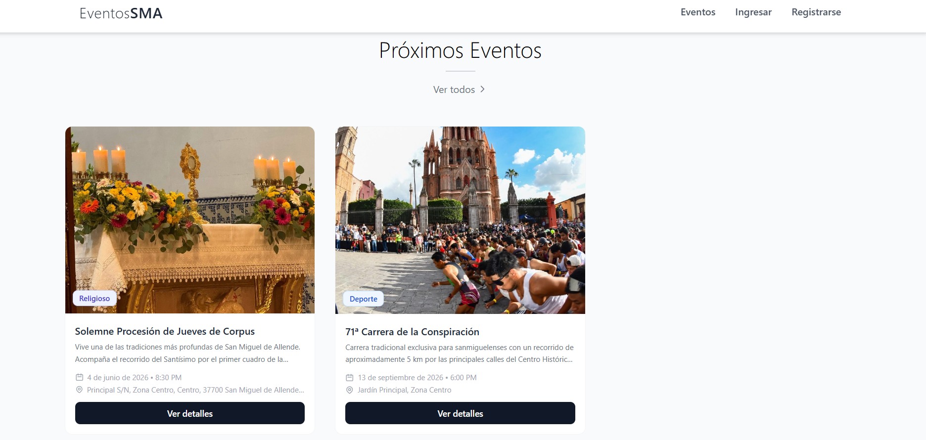 Lista de eventos