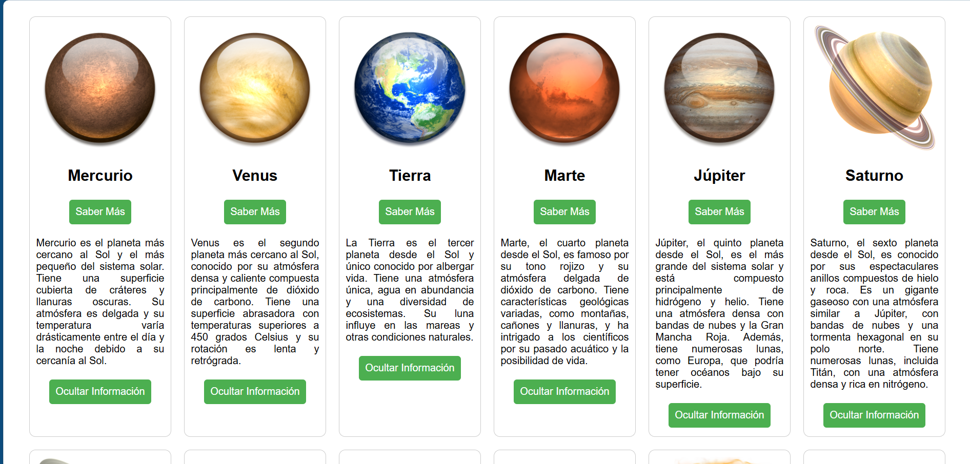 Información planetas
